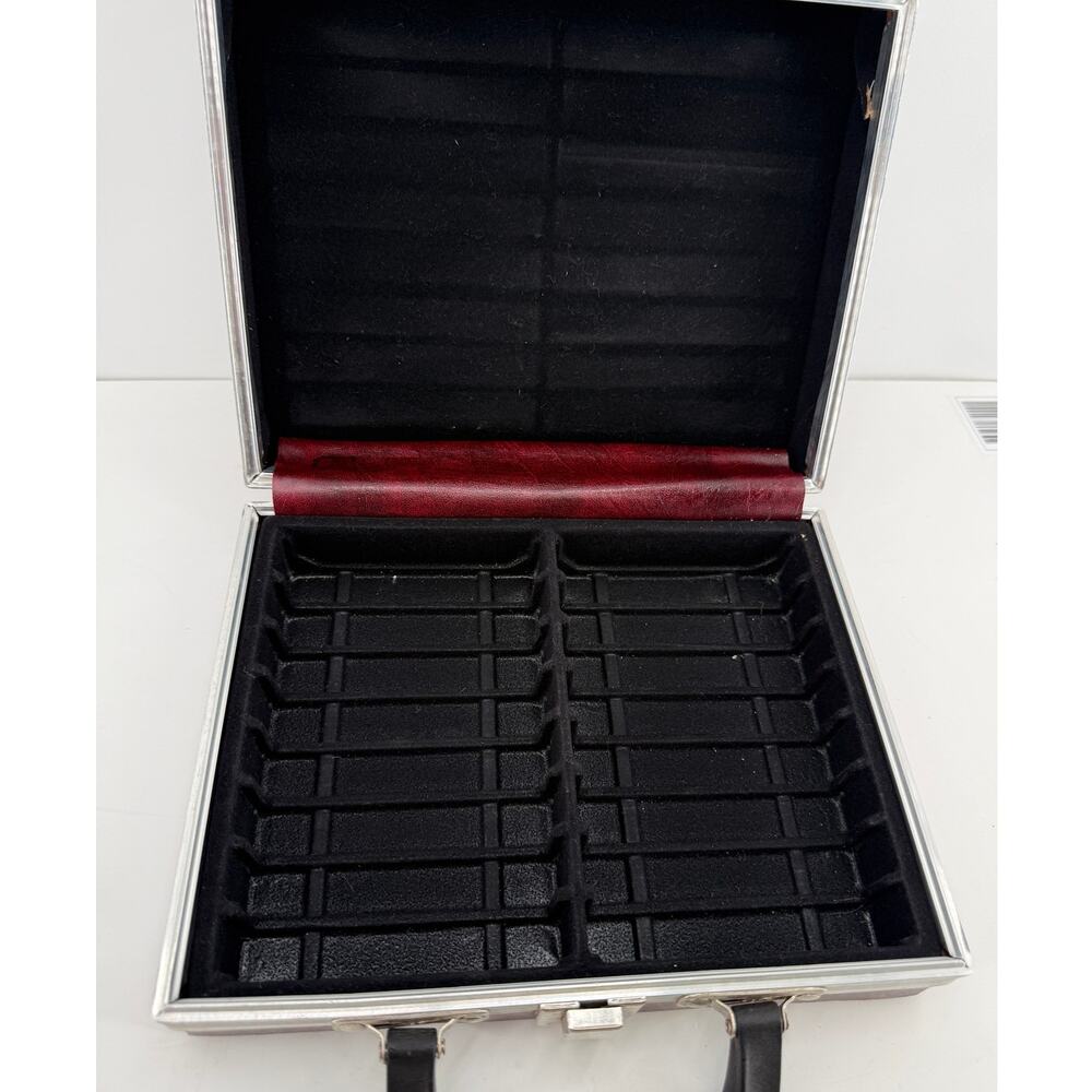 Vintage Savoy Cassette Tape Storage Case Red Black 16 Tape Carrying Box Made USA
